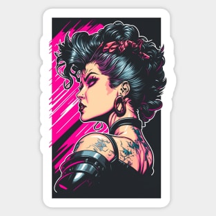 Synthwave Rockabilly Girl Sticker